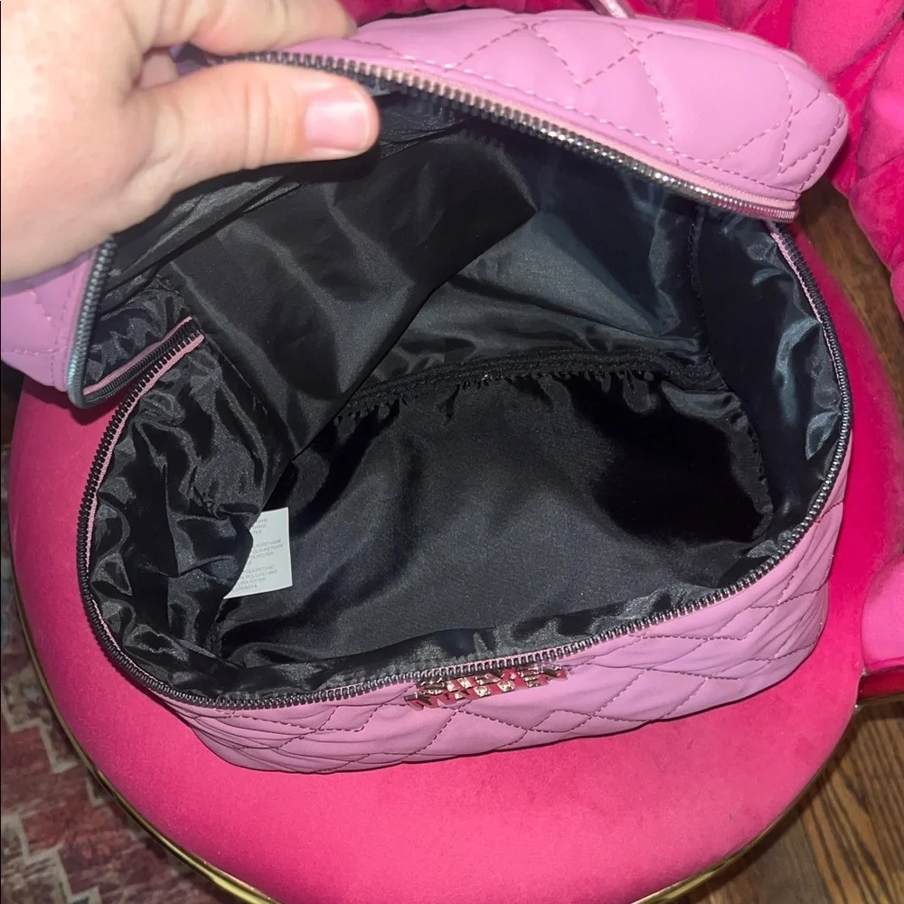 Steve Madden Quilted Purple Cosmetic Bag Train Case